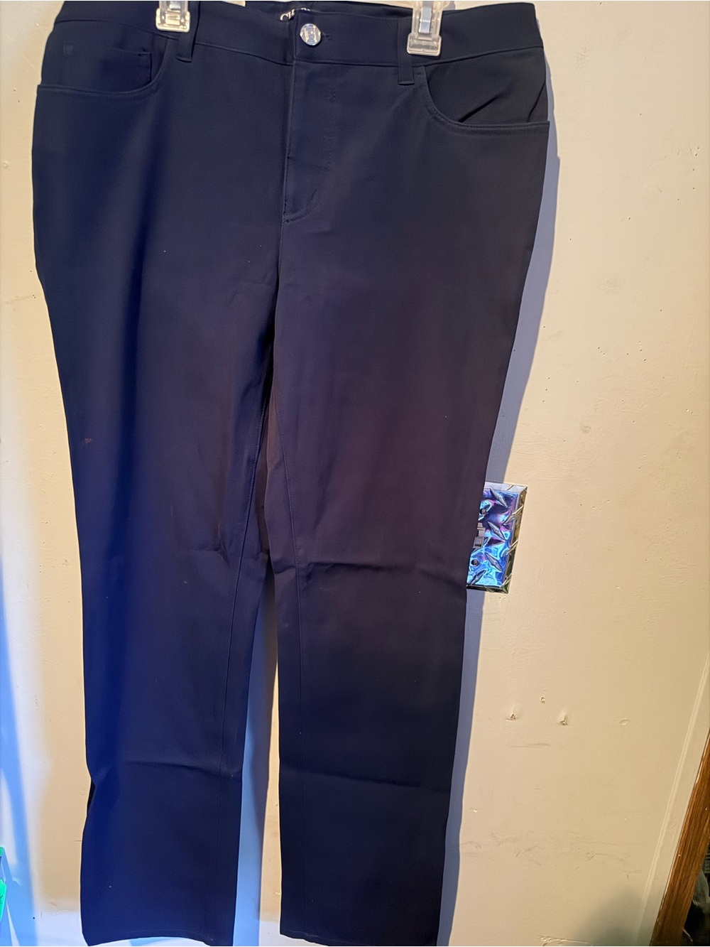 Chaps Women's Navy Straight-Leg Trousers Slimming Fit